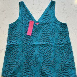 NWT Lilly Pulitzer Florin Silk Sleeveless Top Teal Bay XL